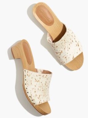 ‼️SALE‼️ Madewell The Evelyn Slide Clog in Spotted Calf Hair